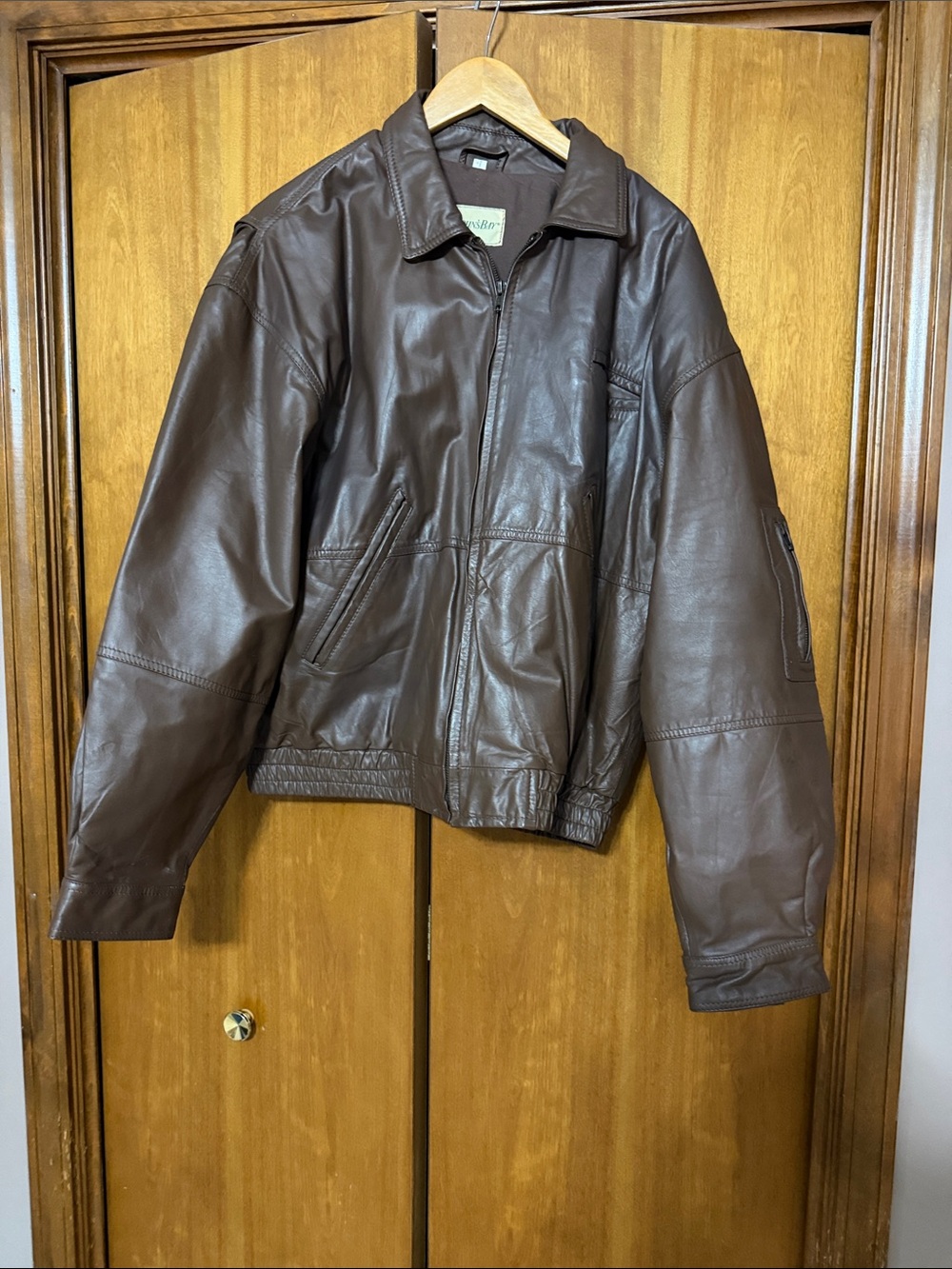 St. John's Bay Brown Leather Bomber Jacket
